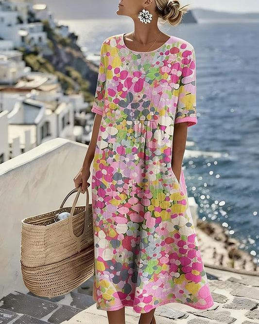 Elena | Vestido midi floral suelto y ligero