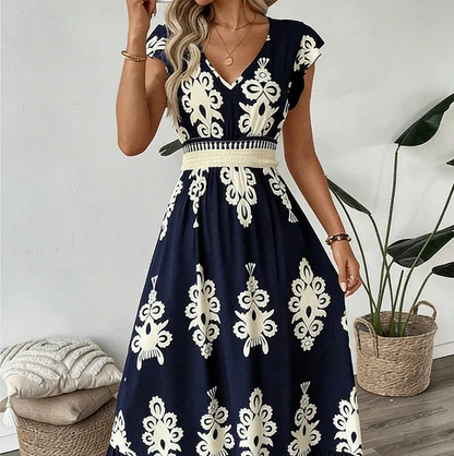 Candela - Vestido maxi barroco con escote en V